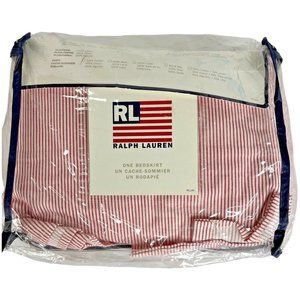 New Ralph Lauren King Bedskirt Fresh Pond Stripe Denim Red White Box Pleat Style